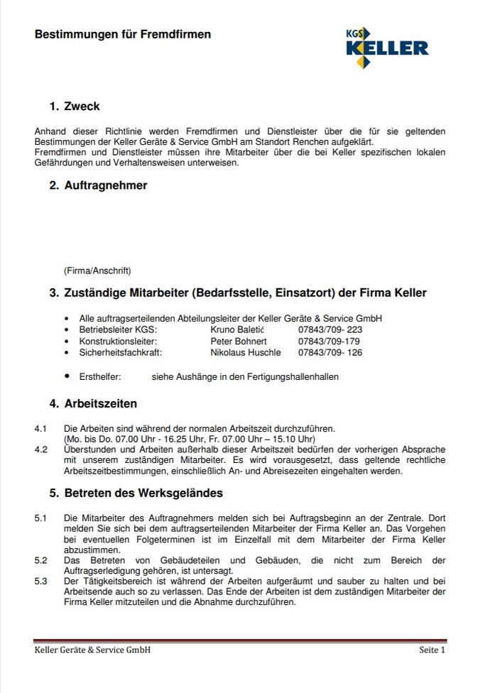 Instructions for external companies