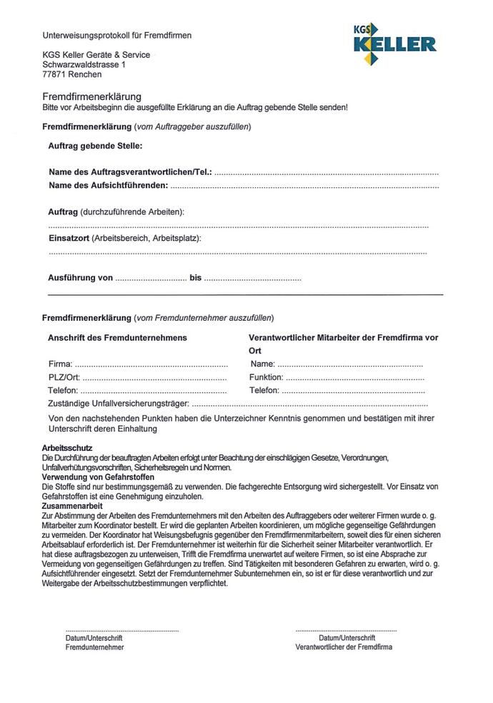 Supplier declaration form