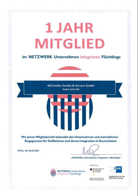 Mitgliedschaft im Netzwerk "Unternehmen integrieren Flüchtlinge"